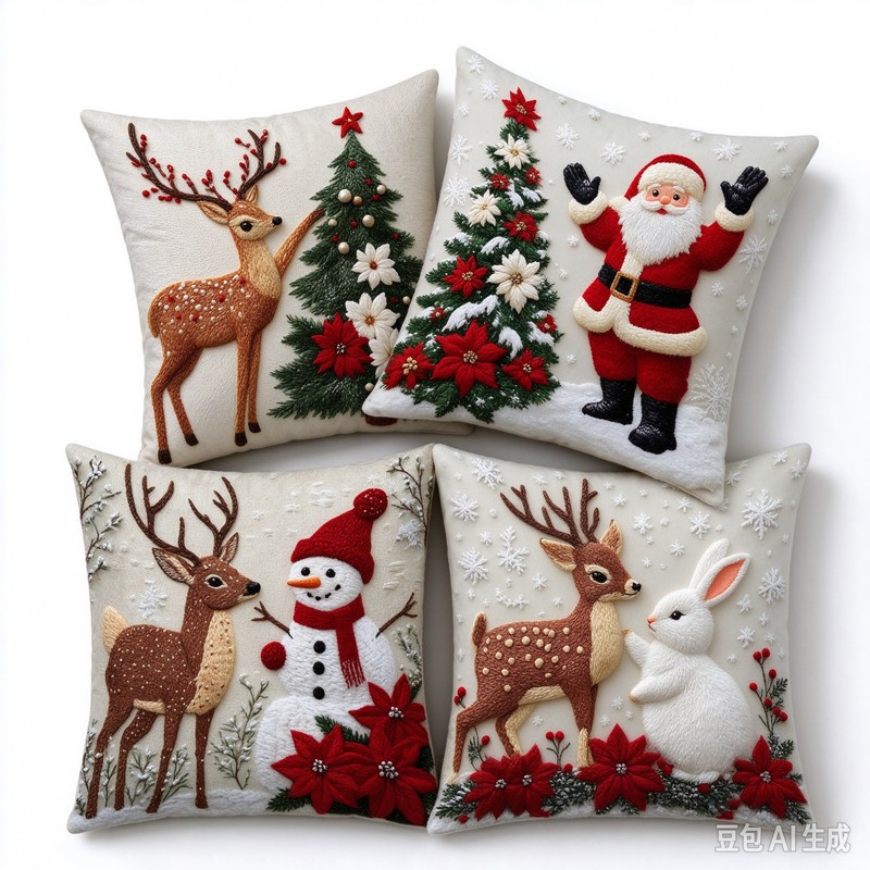 Christmas Throw Pillow Covers for Holiday Home Décor – 4-Piece