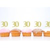 Sotpot 30PCS Gold Glitter 30th Birthday Cupcake Toppers Cheers to