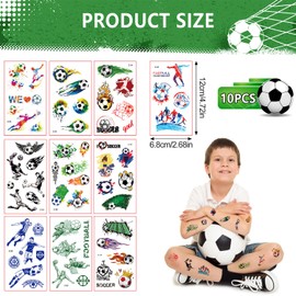 YXBWM 10 Pcs Football Temporary Tattoos Stickers,World Cup & European Cup Face Decals,Football Party Bag Filler Favors Cute Fake Tattoos Stickers for Kids Boys Girls School Rewards Gifts (football)
