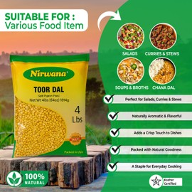 Split Pigeon Peas (Toor Dal) – Premium Dry Yellow Lentils for Curries, Soups & Everyday Cooking 64 oz