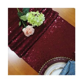 Burgundy 12x72-Inch Christmas Table Runner Sequin Table Runners Burgundy Party Table Decorations Pack of 1 -1227E