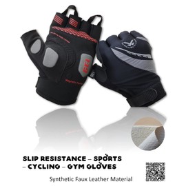 TheWhiteWater - Cycling Gloves - Multiuse Sports Top Premium Quality Synthetic Leather (XXL), Mesh Padded Gel Short - Fingerless Gloves Slip Resistance Gym Unisex Men/Women (Faux - XXL)