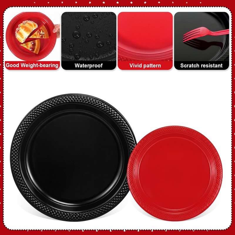 Uiifan 144 Pcs Plastic Plates for Party Set 9" Dinner
