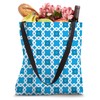 White Azure Blue Chained Rounded Squares Coastal Pattern Tote Bag