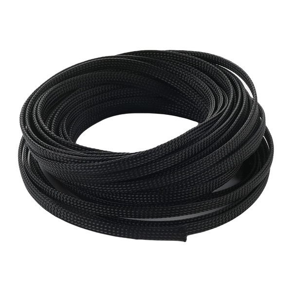 Othmro 6mm Wide 10m Length Black Braided Sleeving Braided Tube RoHS Certified PET PET PET Polyester Braided Sleeve for Cable Sheath