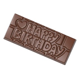Chocolate World CW12010 Happy Birthday Polycarbonate Candy Mold with 4 Cavities, Each 50mm x 118mm x 8mm High