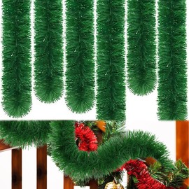 Woozettn 50 Feet Christmas Tinsel Garland,Green Garland Christmas Decorations,Artificial Christmas Pine Garland Decoration for Holiday Wedding Party Decoration,Outdoor/Indoor Use