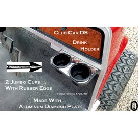 Fits Club Car DS 2 Jumbo Cup Drink Holder Made with Polished Aluminum Diamond Plate