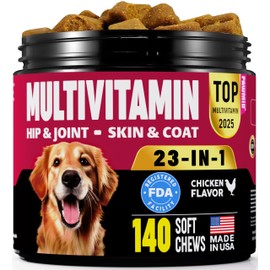 Dog Multivitamins Chewable with Probiotics - Dog Vitamins and Supplements - 140 Treats - Senior & Puppy Multivitamin for Dogs - Hip & Joint Support - Immune Health, Skin, Heart, Digestion, Probiotics