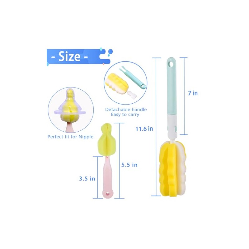 4PCS Baby Bottle Brush Set - Milk Bottle & Nipple