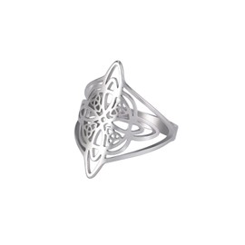 Witch Knot Magic Knot Witch’s Charm Ring for Women Stainless Steel Witchcraft Celtic Knot Amulet Vintage Hollow Out Finger Ring Jewelry Gifts, 7, Stainless Steel, No Gemstone