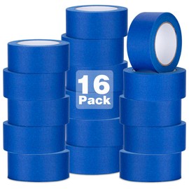 XUXU 16Pack Blue Painters Tape 2 inch Wide Masking Tape Bulk for Multi-Surface, Produce Sharp Lines, Residue-Free 784 Yards Total
