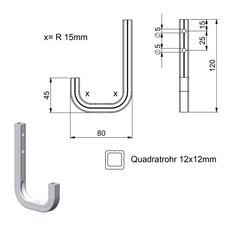 OrgaTech 2 x Wandhaken 120 x 80 mm Gerätehalter Montagehaken
