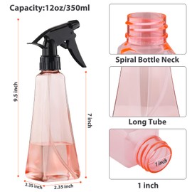 Spray Bottles (2-Pack, 12 Oz.) Mist/Stream, Plastic Water Spray Bottle for Hair, Plants, Cleaning, Cooking, BBQ, Pet - Empty Spray Bottles - Leak Proof - BPA-Free - Multicolor