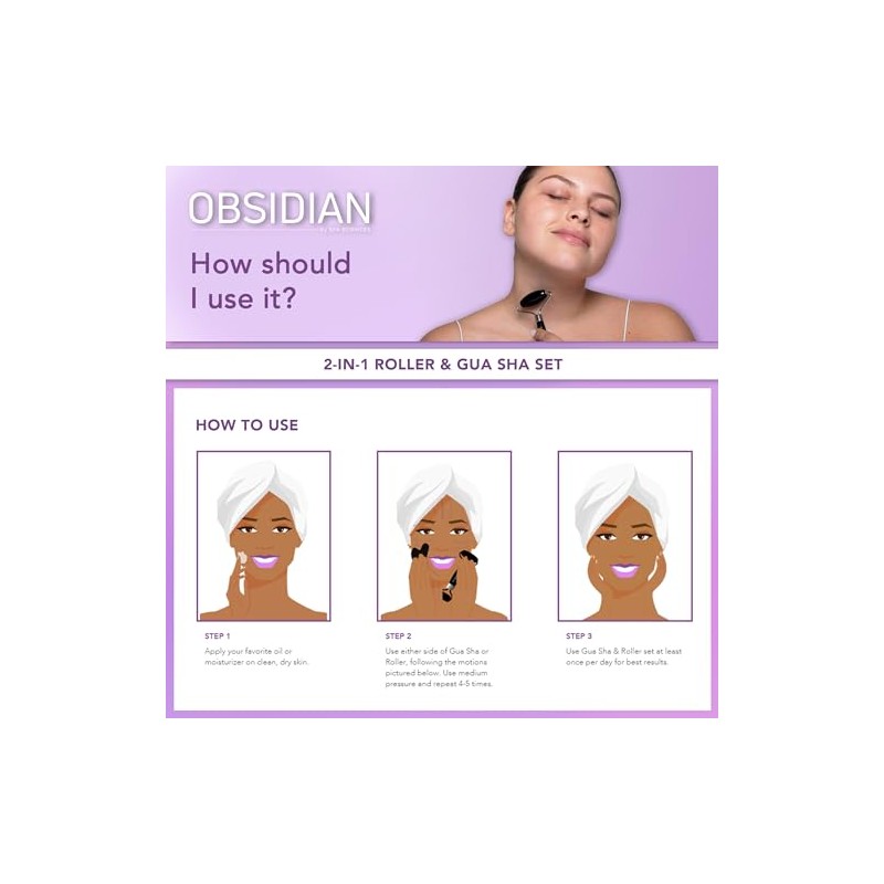 SPA SCIENCES - Obsidian Roller & Gua Sha - Black