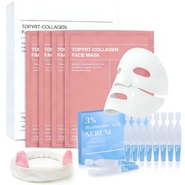 Mascarillas Faciales Bio Mascarilla Colageno 4pcs - Mascarilla de Colgeno Incluir cido Hialurnico 10pcs, Hydrogel Mask Sheet Minimiza los Poros...    