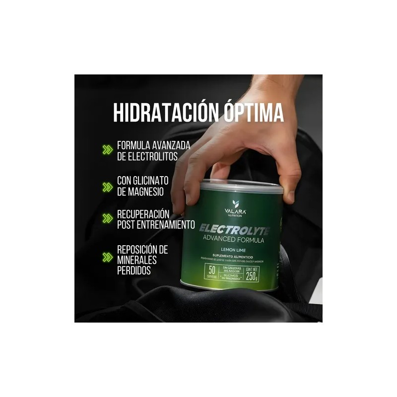 Valara Electrolitos Polvo 250g Porciones Potasio Calcio Glicinato Magnesio Azúcar