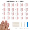 24pcs Short Square False Acrylic Press On Nails Reusable 3D