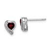 925 Sterling Silver Red Garnet Diamond Heart Love Stud Earrings