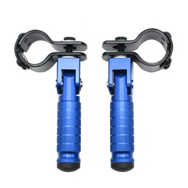 M8 Motorcycle Foot Rests Fit 1.22-1.29in Motorbike Brackets Foldable Foot Pegs Front Footpeg Rear Footpeg Anti-Skid Rearsets Folded Footrest 90 Degree Fixed Folding Passenger Pedal Supports(Blue)