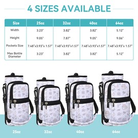 AUPET Water Bottle Sling Bag Sleeve Holder Carrier 25/32/40/64 oz,Insulated Crossbody Water Bottle Case Cover with Strap and Pockets for Men/Women Walking Hiking (Black Star Cat, 25oz)