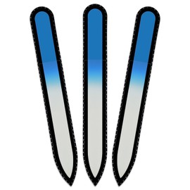 Coloured Glass Nail File with Velvet Bag, Real Toughened Glass from the Czech Republic – Lifetime Guarantee | Hand Made in the czech republic aqua blue