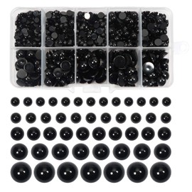TOAOB 830pcs Plastic Eyes 4mm to 10mm Black Flat Back Cabochon Craft Eyes Doll Eyes for Soft Doll Making DIY Craft Plush Animal