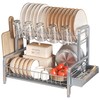 BOOSINY 2 Tier Dish Drying Rack and Drainboard Set, Large