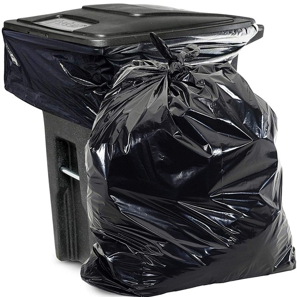 Aluf Plastics PG6-9560 Heavy Duty 95 - 96 Gallon Trash Can Liners - (Huge 50 Pack) - 2.0 MIL Thick Garbage Bags for Toter, Contractors, Lawn, Leaf, Yard Waste, Commerical Kitchen, Industrial, Construction, Garage