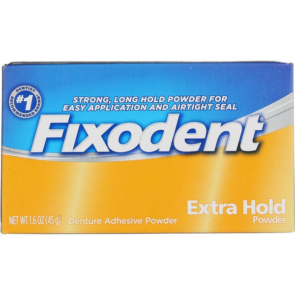Fixodent Denture Adhesive Powder Extra Hold - 1.6 oz, Pack of 2