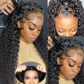 Wear and Go Glueless Wigs 5x5 SKINLIKE Real HD Lace Front Human Hair Wigs Small Knots 200% Density Invisible 0.1mm Ultra-thin Curly Wave Human Hair Pre Plucked Cut Lace (9x6 SKINLIKE Real HD, 22 Inch)