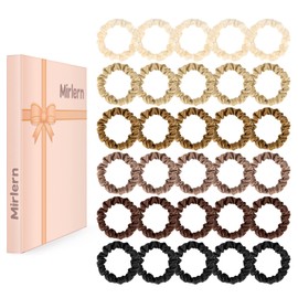 Mirlern 30 Pcs Small Scrunchies for Women Girls, No Damage Hair Accessories Ponytail Holders, Elastic Soft Rubber Bands for Thick Thin Hair (Neutral Colors)