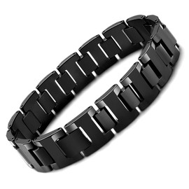 Urban Jewelry Stylish Black Solid Tungsten 8.3 Inches Link Bracelet for Men (Matte)