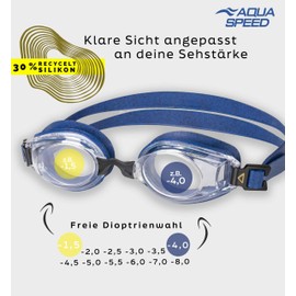 Aqua Speed Lumina Optical Swimming Goggles with Prescription | Dioptres: -1.5 to -8.0 | Anti-Fog | Super Fit | Includes 5 x Nose Bridge and Sturdy Box, Size: -3.5, Colour: Lumina/Azure Dotted/Untinted