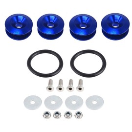 OUHL Universal JDM Quick Release Fasteners Kit Aluminum Car Bumper Fender Washers for Car Front Rear Bumpers Trunk Hatch Lids,4pcs （Blue