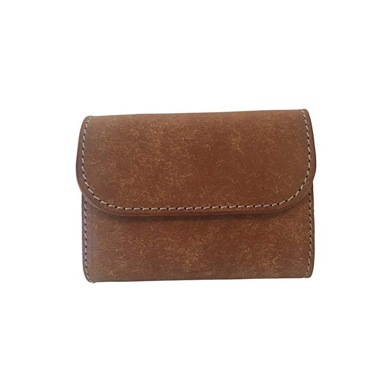 LITSTA Tiny Wallet, Ultra Small, Compact, Italian Leather, Pueblo, Camel
