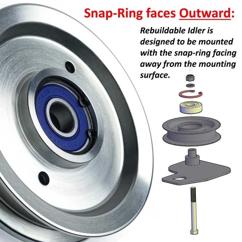 2 Pack Solid Steel Billet Idler Pulley w/Bigger Replaceable Bearing