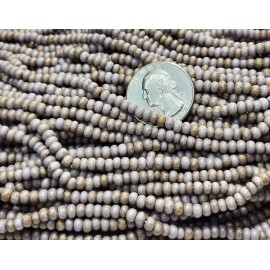 Wyoming Beads & Such 6/0 Chalk White with Etched Metallic Gold Dust Czech Seed Beads Two Strands