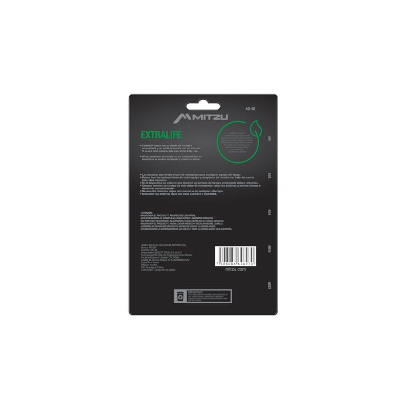Kit 40 Pilas Alcalinas Tipo Botón 1.5Vcc | AG1, AG3,