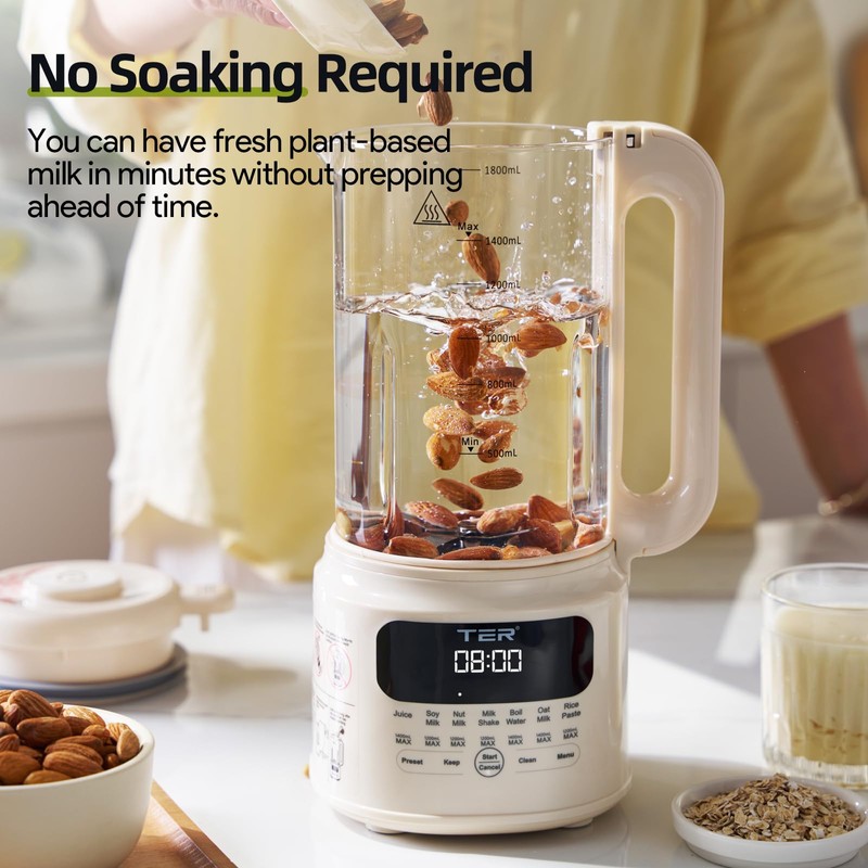 61oz Nut Milk Maker Machine, TER 10-in-1 Soy Milk Maker