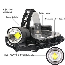 PROFORUS Brightest Headlamp Rechargeable, 20000 Lumens XHP70 LED Headlamp Flashlight High Lumens Headlight Zoomable High Powered Head Torch with 3 x Batteries for Caving Working Fishing