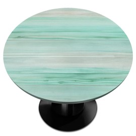 GzLeyigou Round Table Cloth Cover for Home Elastic Edge Waterproof Fitted Table Covers, 36"-42" Round Tablecloth for Picnic, Camping, Indoor and Outdoor, Gradient Green Stripes Texture