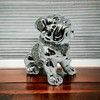 LondonMart Crushed Diamond Silver Bull Dog Ceramic Sparkly Crowned Puppy