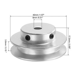 PATIKIL V-Belt Pulley, 8mm Fixed Bore 40mm Outer Dia Single Groove Pulley Wheel Aluminum Alloy V-Groove Drive Pulley for Motor Shaft 1-3MM PU Round Belt