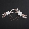 Teyglen Flower Bridal Hair Pins Crystal Pearl Bride Wedding Hair