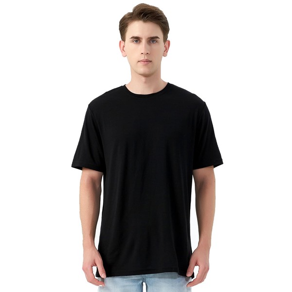 Merino Protect Laine Merinos T-Shirts à Manches Courtes Homme Leger Tee Shirt Vetement sous Vêtement Thermique (Noir,Grand)