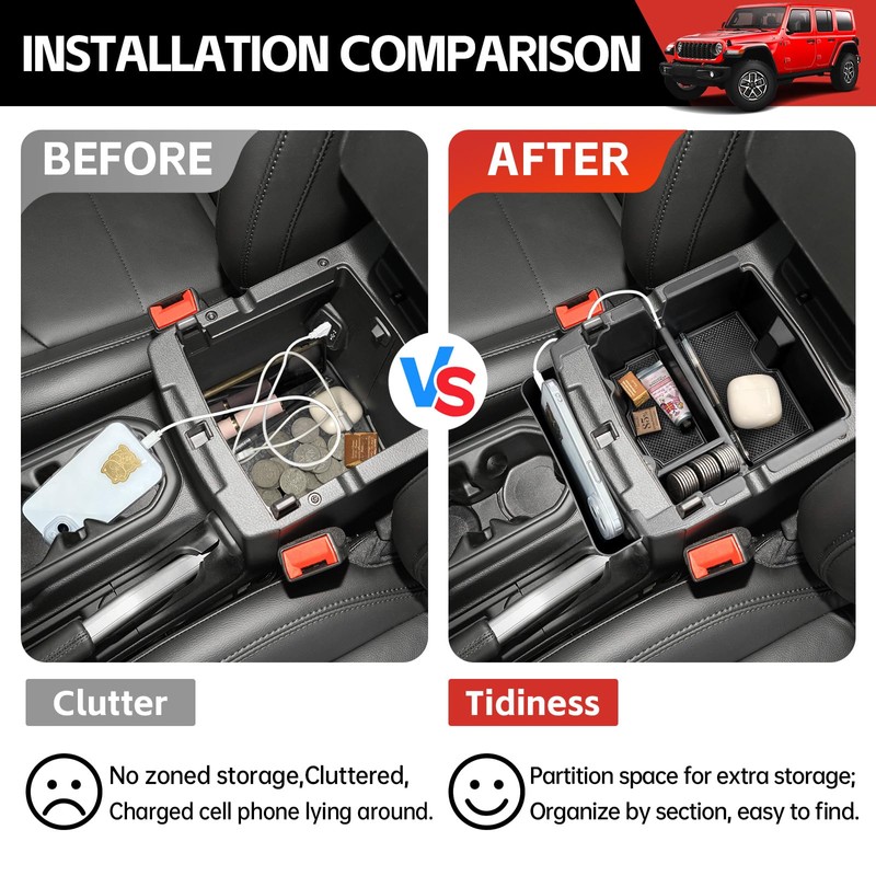 Utiiy Center Console Hanging Organizer for 2018-2025 Jeep Wrangler JL
