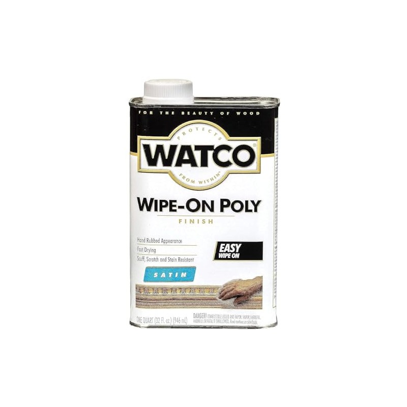 Watco 68141 Wipe-On Polyurethane Finish, Quart, Satin