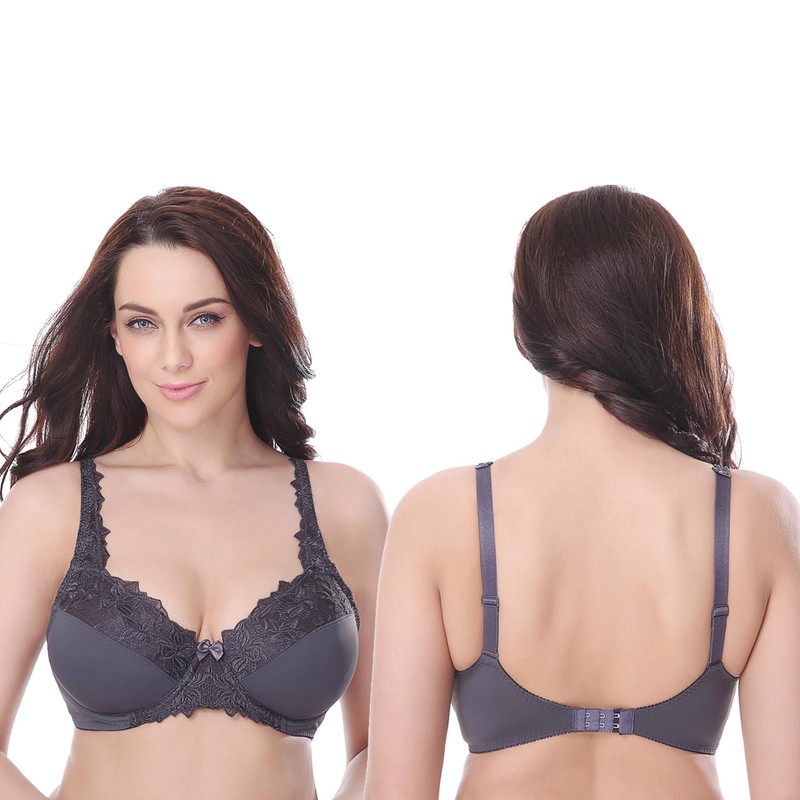 Curve Muse Women's Plus Size Minimiser Underwired Bra with Lace