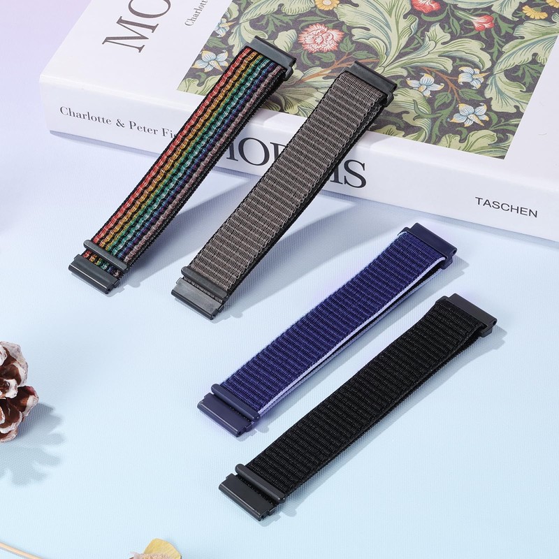 HAYONLIY Nylon Sport Loop Bands Compatible for 22mm universal model,